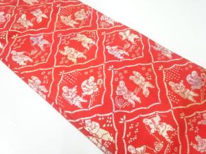 アンティーク　龍村美術織物製　古代中国人物模様織出し名古屋帯（着用可）